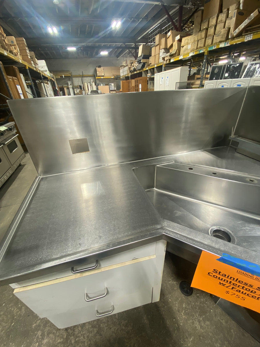 Lshaped Custom Stainless Steel Countertop Sink w/ faucet The Loading